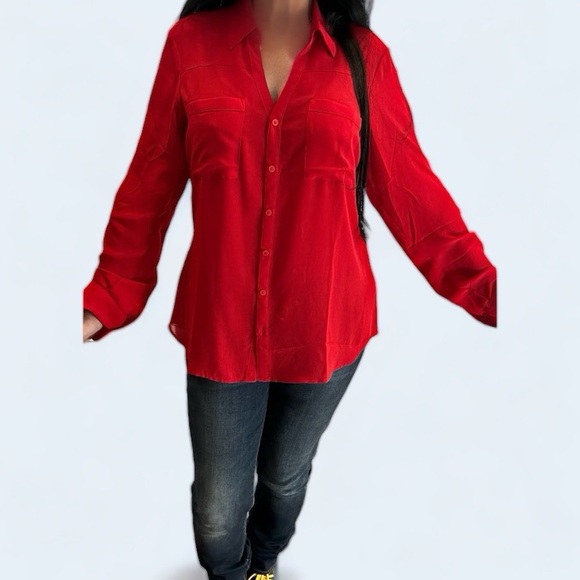 Express Portofino Button Down Red Shirt. Size Large - Picture 4 of 10